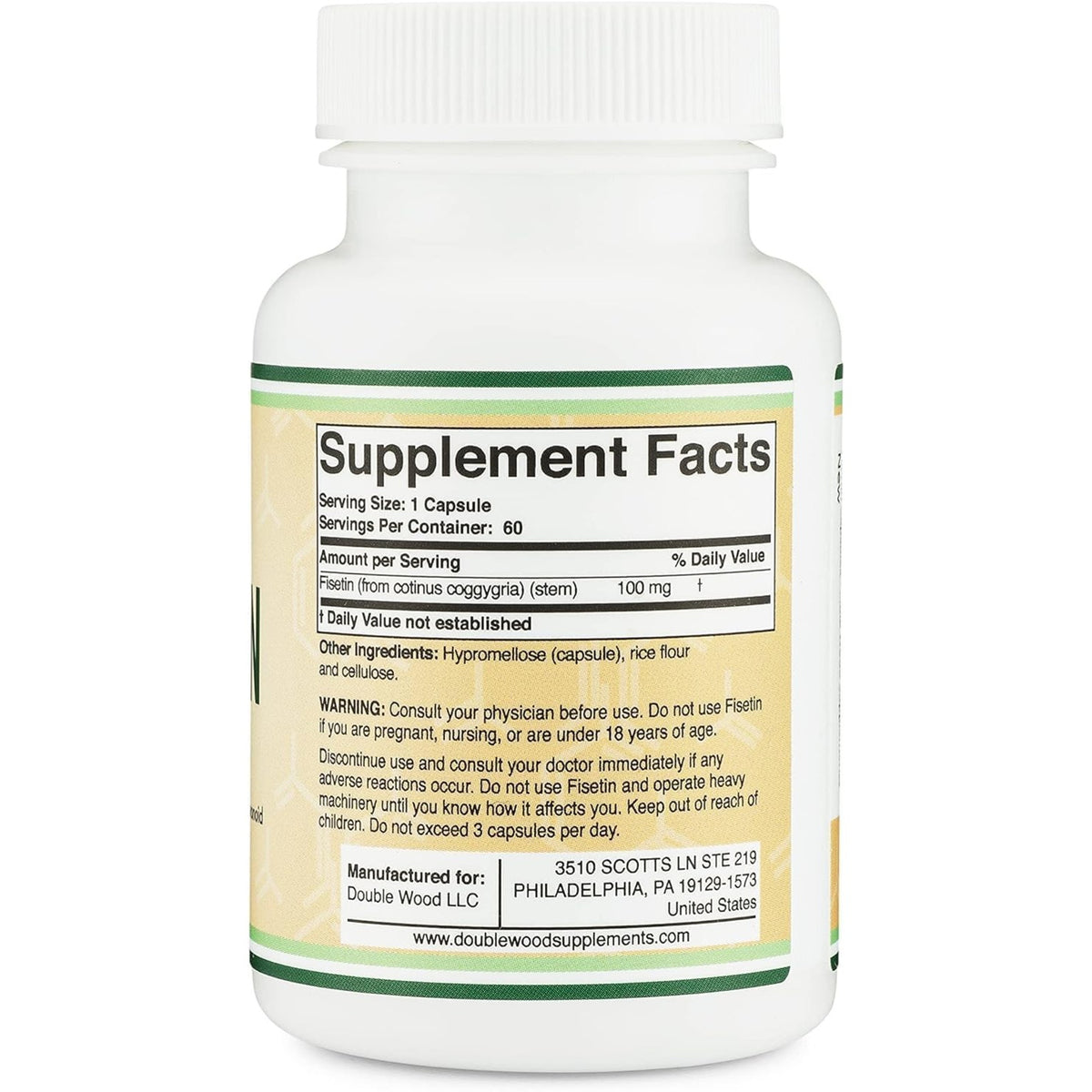 Double Wood Fisetina 100 mg 60 Cápsulas Vegetales