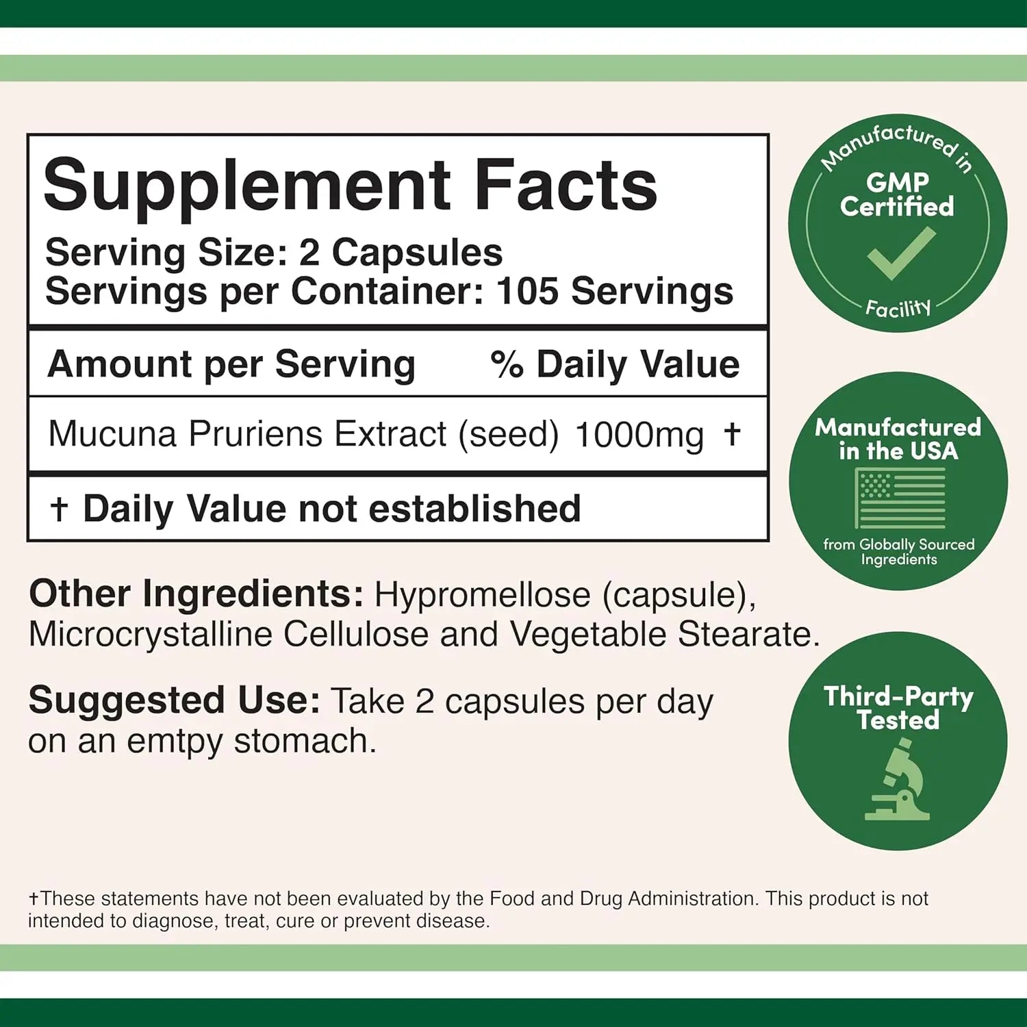 Double Wood Extracto De Mucuna Pruriens 500 Mg, 210 Caps Sfn