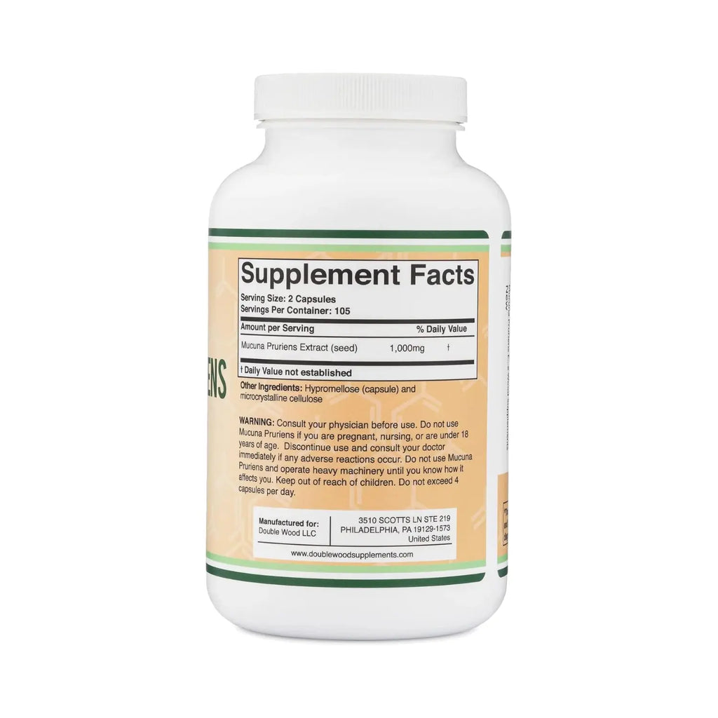 Double Wood Extracto De Mucuna Pruriens 500 Mg, 210 Caps Sfn