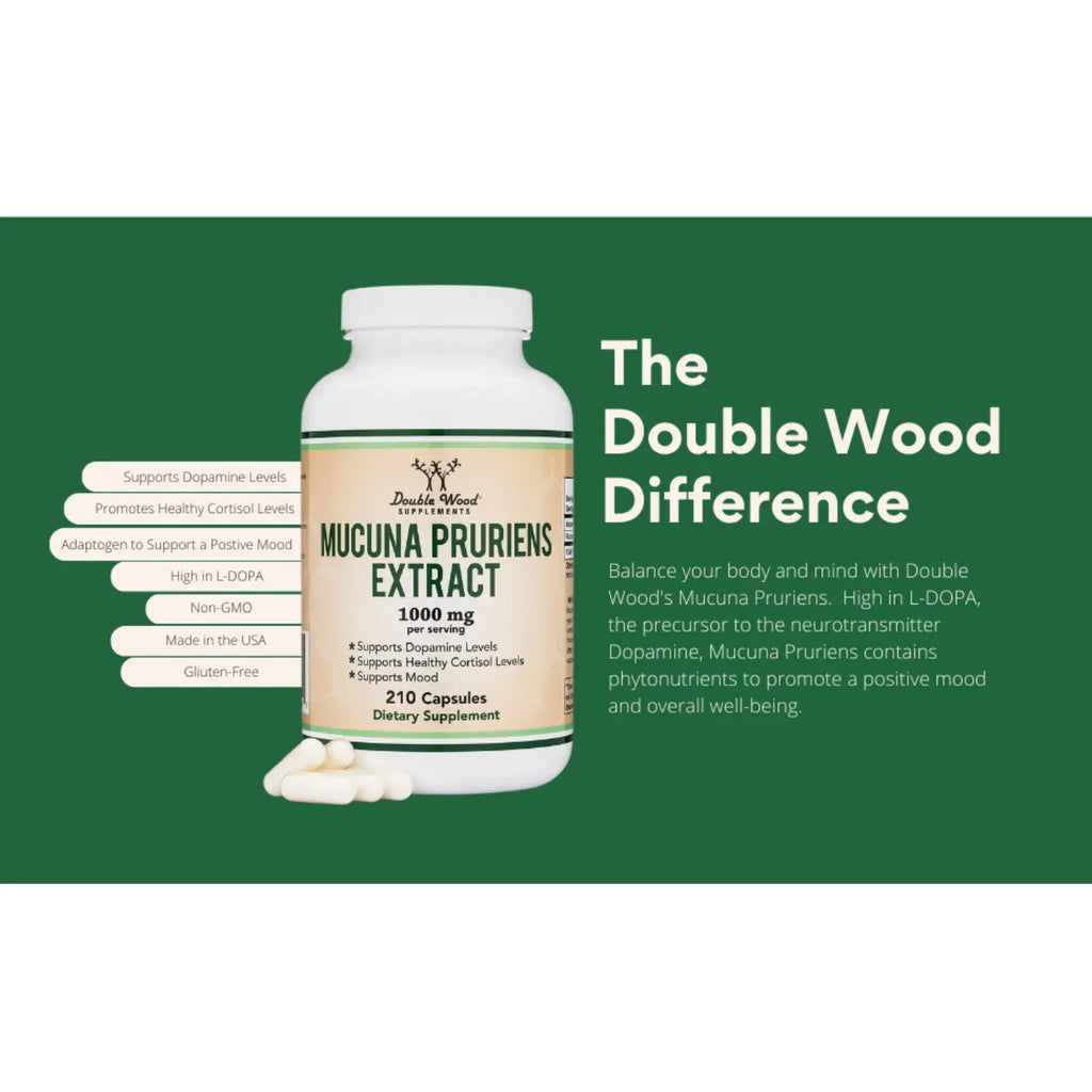 Double Wood Extracto De Mucuna Pruriens 500 Mg, 210 Caps Sfn