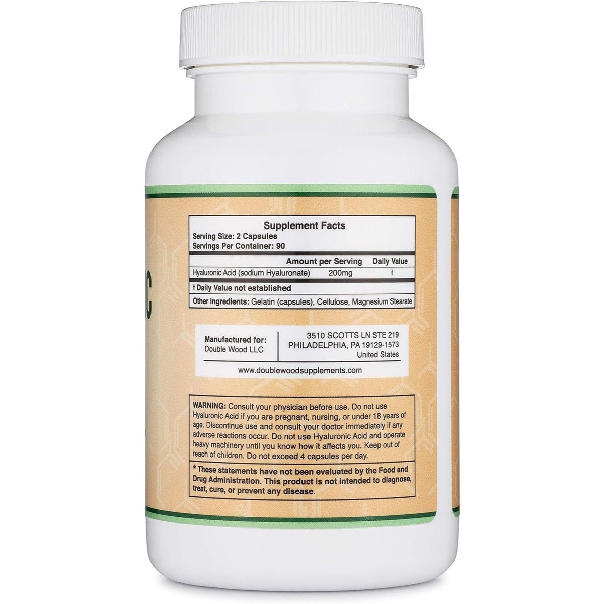 Double Wood Ácido Hialurónico 100 mg 180 Cápsulas
