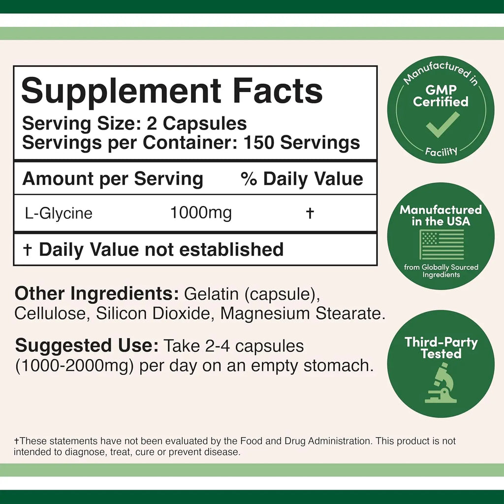 Double Wood Supplements Suplemento De Glicina 300 cáp sfn