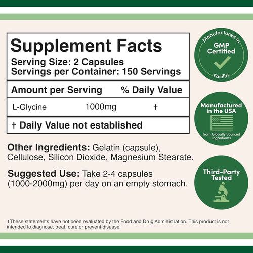 Double Wood Supplements Suplemento De Glicina 300 cáp sfn