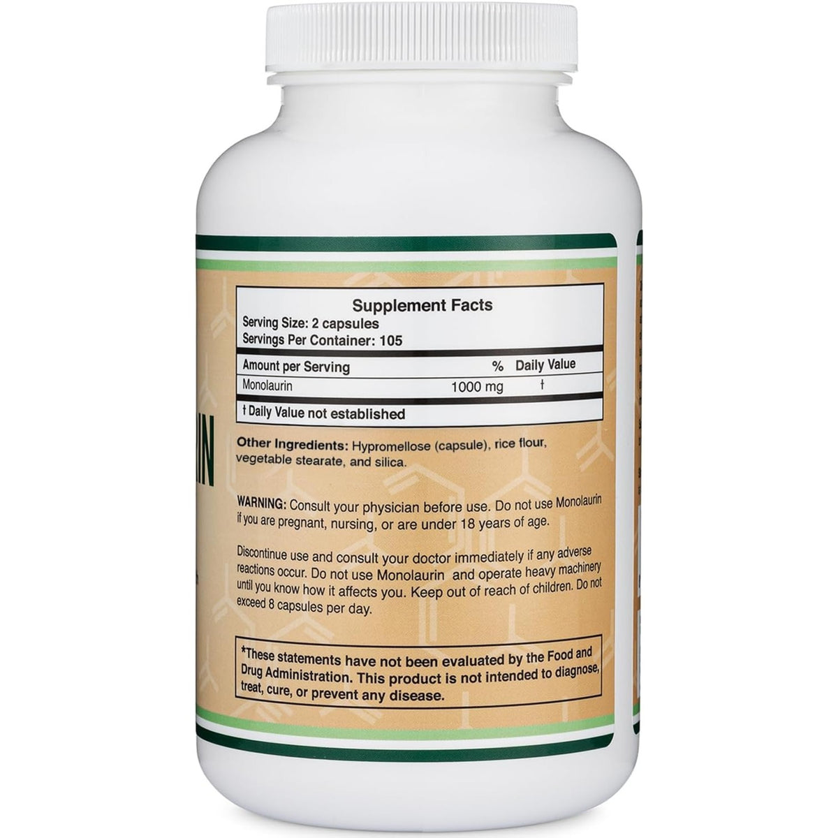 Double Wood Monolaurina 1000 mg 210 Cápsulas
