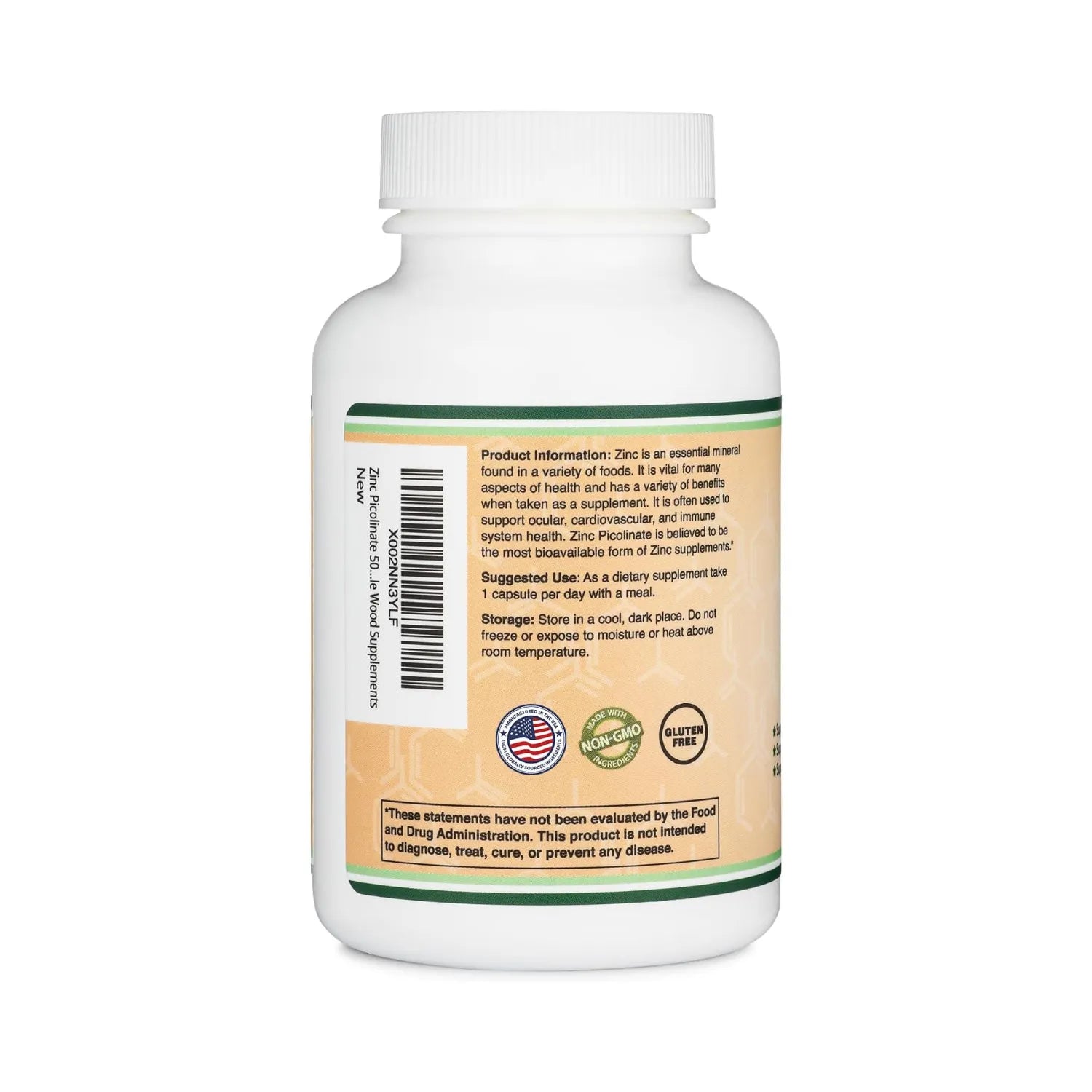 Double Wood Supplements Picolinato de zinc 50 mg 300caps Sfn