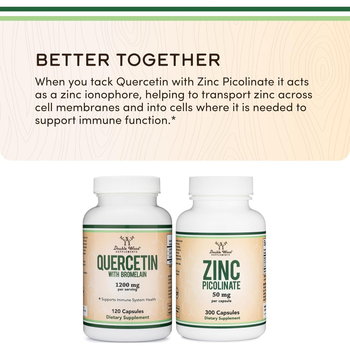 Double Wood Quercetina con Bromelina 1000 mg 120 Cápsulas