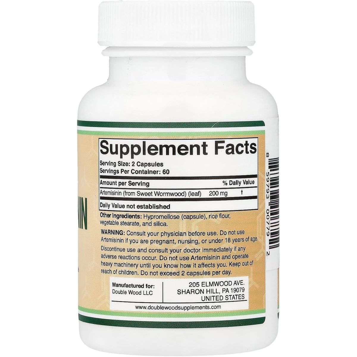 Double Wood Artemisinina 200 mg 120 Cápsulas