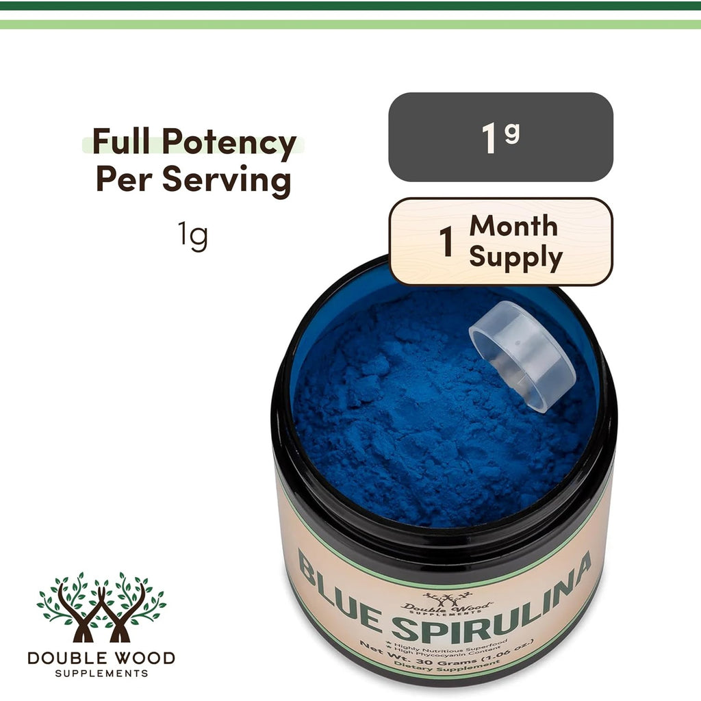 Double Wood Espirulina Azul 30 g Altamente Nutritiva