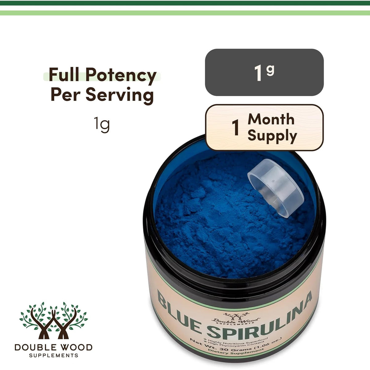 Double Wood Espirulina Azul 30 g Altamente Nutritiva