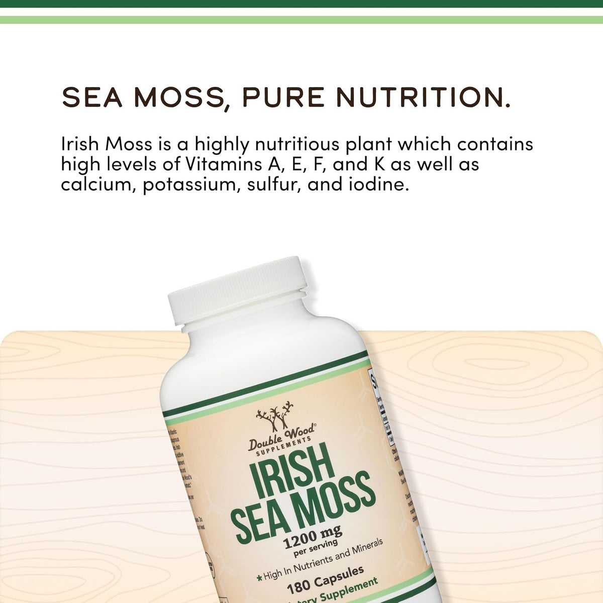 Double Wood Irish Moss Musgo Marino 1200 mg 180 Cápsulas