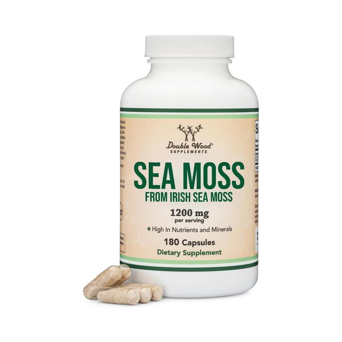 Double Wood Irish Moss Musgo Marino 1200 mg 180 Cápsulas