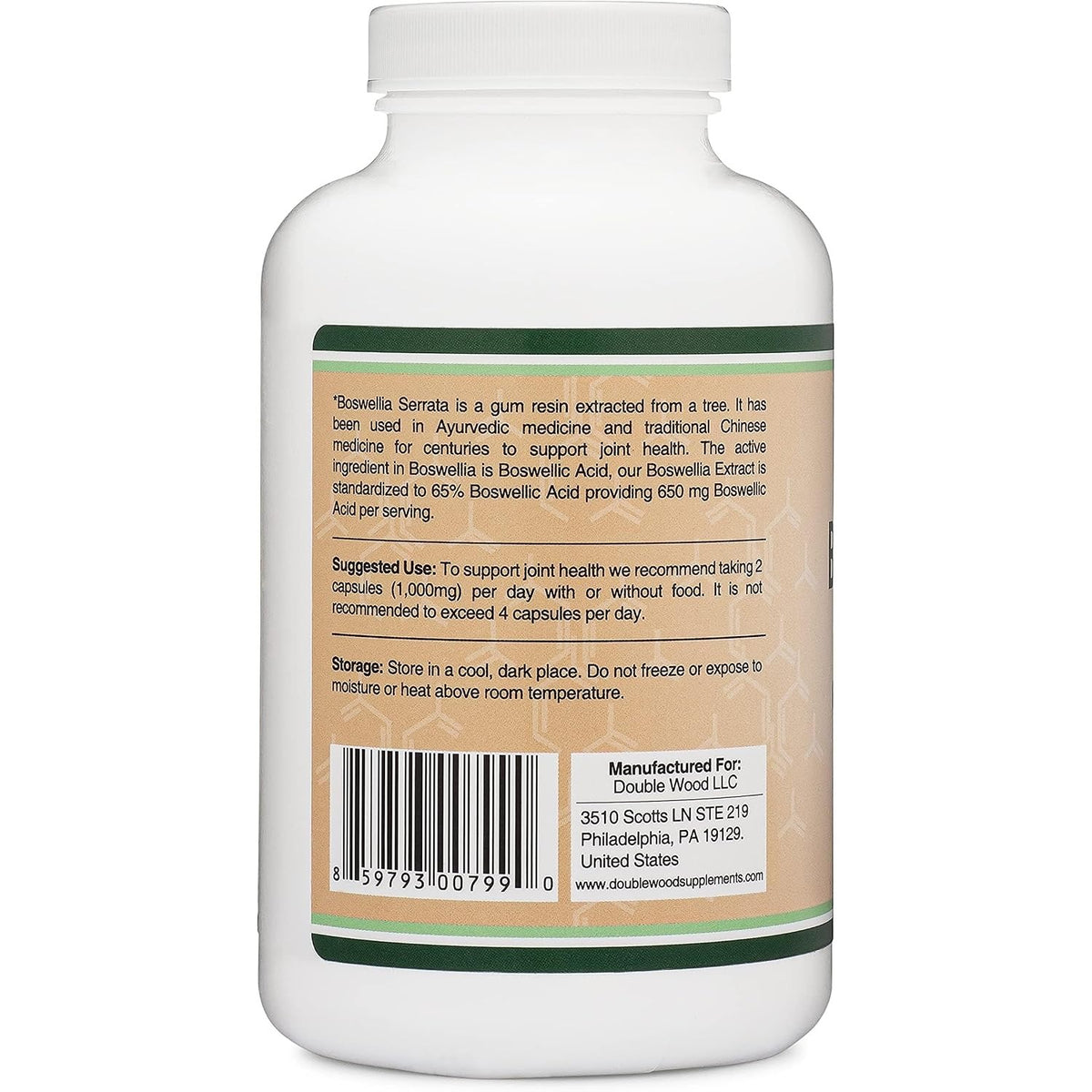 Double Wood Boswellia Serrata Extracto 1000 mg 240 Cápsulas