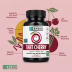 ZHOU Nutrition Cereza Agria y Semilla de Apio Sabor Cereza 60 Cápsulas Vegetales | 1,000 mg de Extracto de Cereza Agria por Porción | Apoyo antioxidante y bienestar articular | Con Semilla de Apio | Suplemento alimenticio