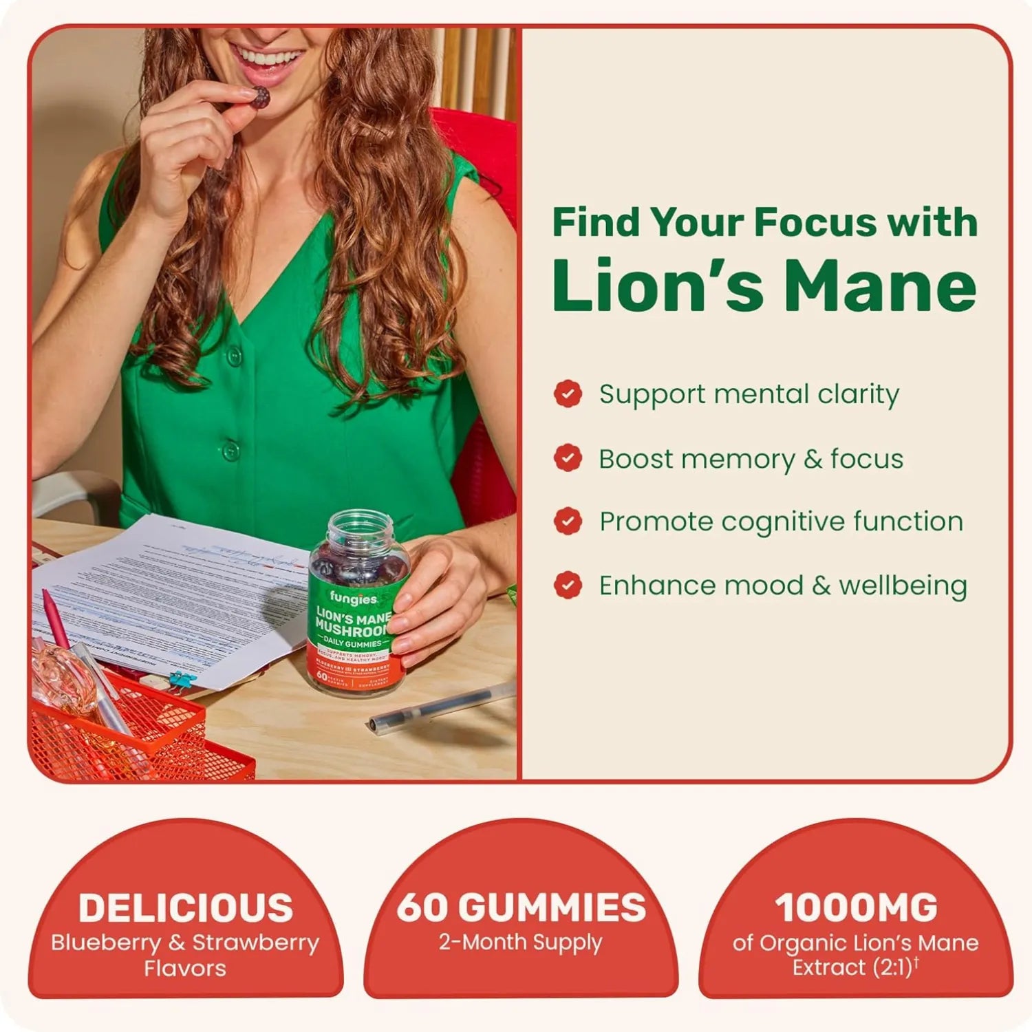 Fungies Lion's Mane Mushroom Gummie 60 gomitas sfn