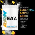 RAW Nutrition EAA Aminoácidos Esenciales 315 g | 25 Servicios | Sabor Island Slushie | 9 Aminoácidos Esenciales | 3 g de L-Leucina por porción | Fórmula sin estimulantes | Suplemento alimenticio