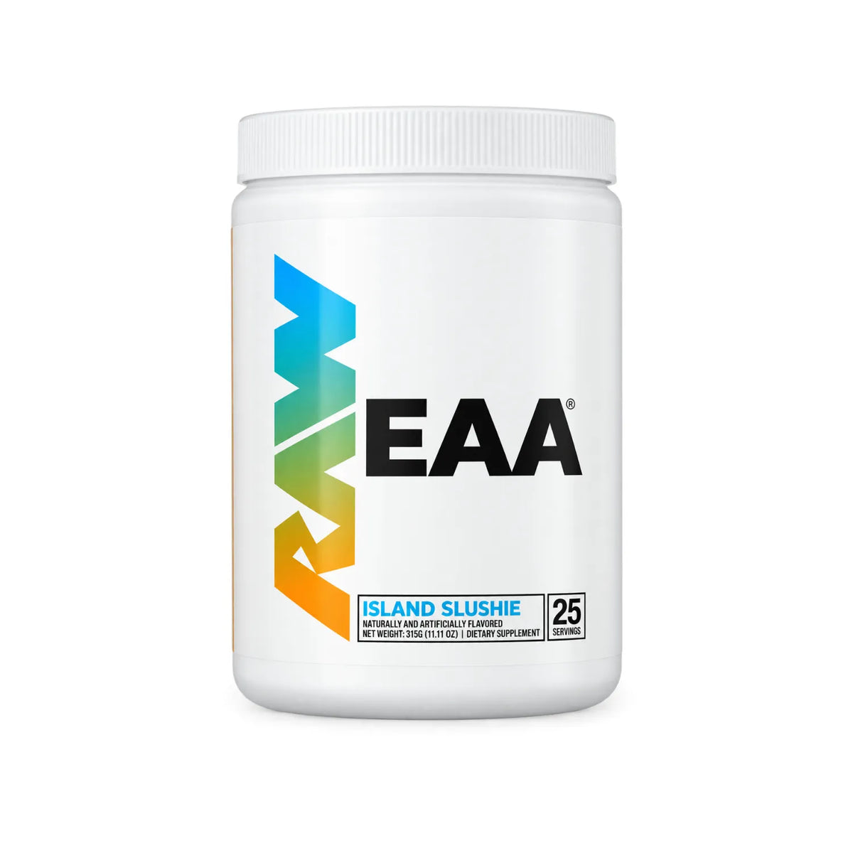 RAW Nutrition EAA Aminoácidos Esenciales 315 g | 25 Servicios | Sabor Island Slushie | 9 Aminoácidos Esenciales | 3 g de L-Leucina por porción | Fórmula sin estimulantes | Suplemento alimenticio