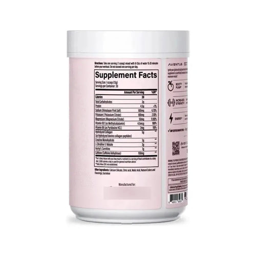 Aventus Premium Pre-workout Booty Pump Sabor Sandia 390g