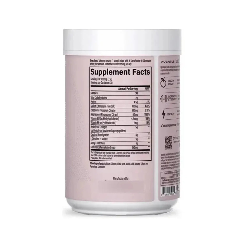 Aventus Premium Pre-workout Booty Pump Sabor Tropical Punch 390g