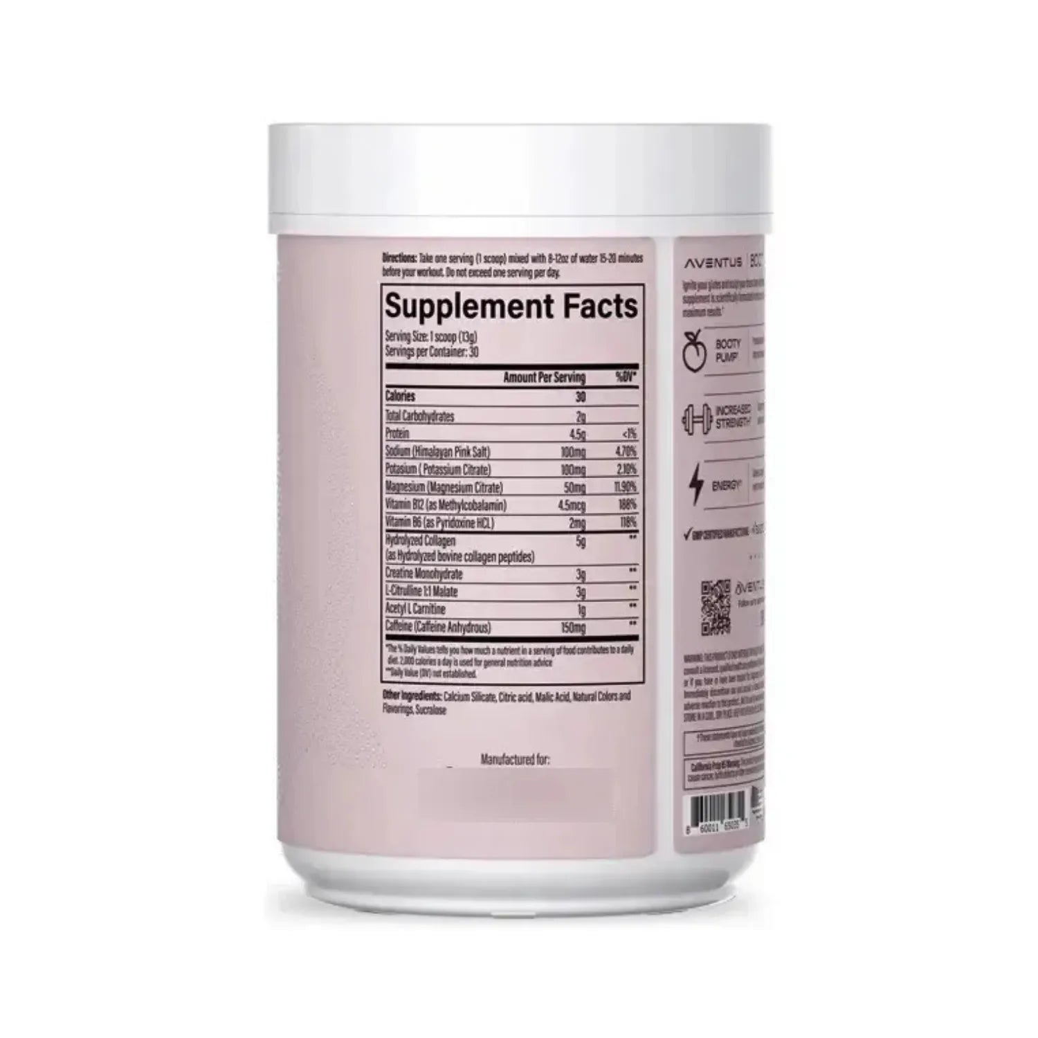 Aventus Premium Pre-workout Booty Pump Sabor Tropical Punch 390g