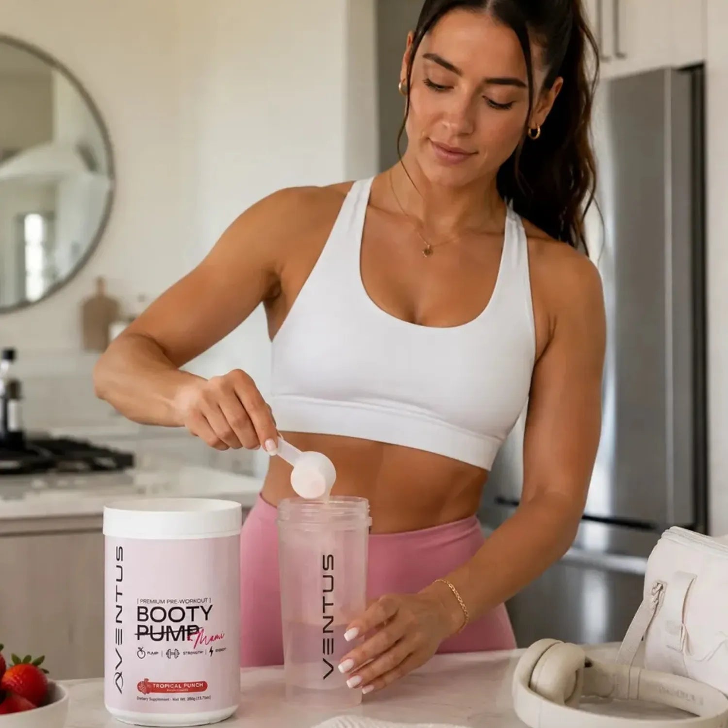 Aventus Premium Pre-workout Booty Pump Sabor Tropical Punch 390g