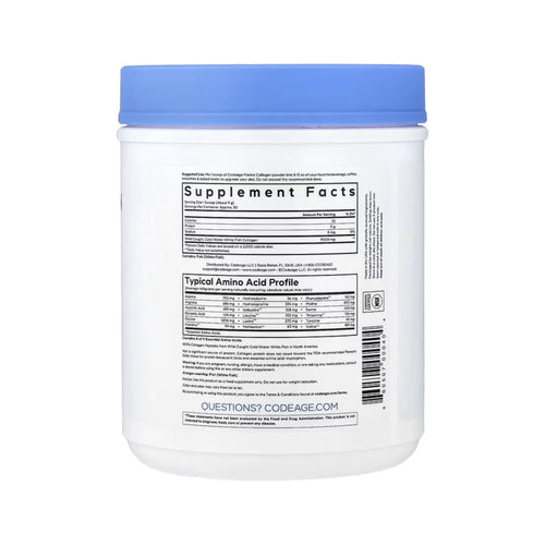 Codeage, Péptidos De Colágeno Marino En Polvo, Sin Sabor, 450 G (15.87 Oz)