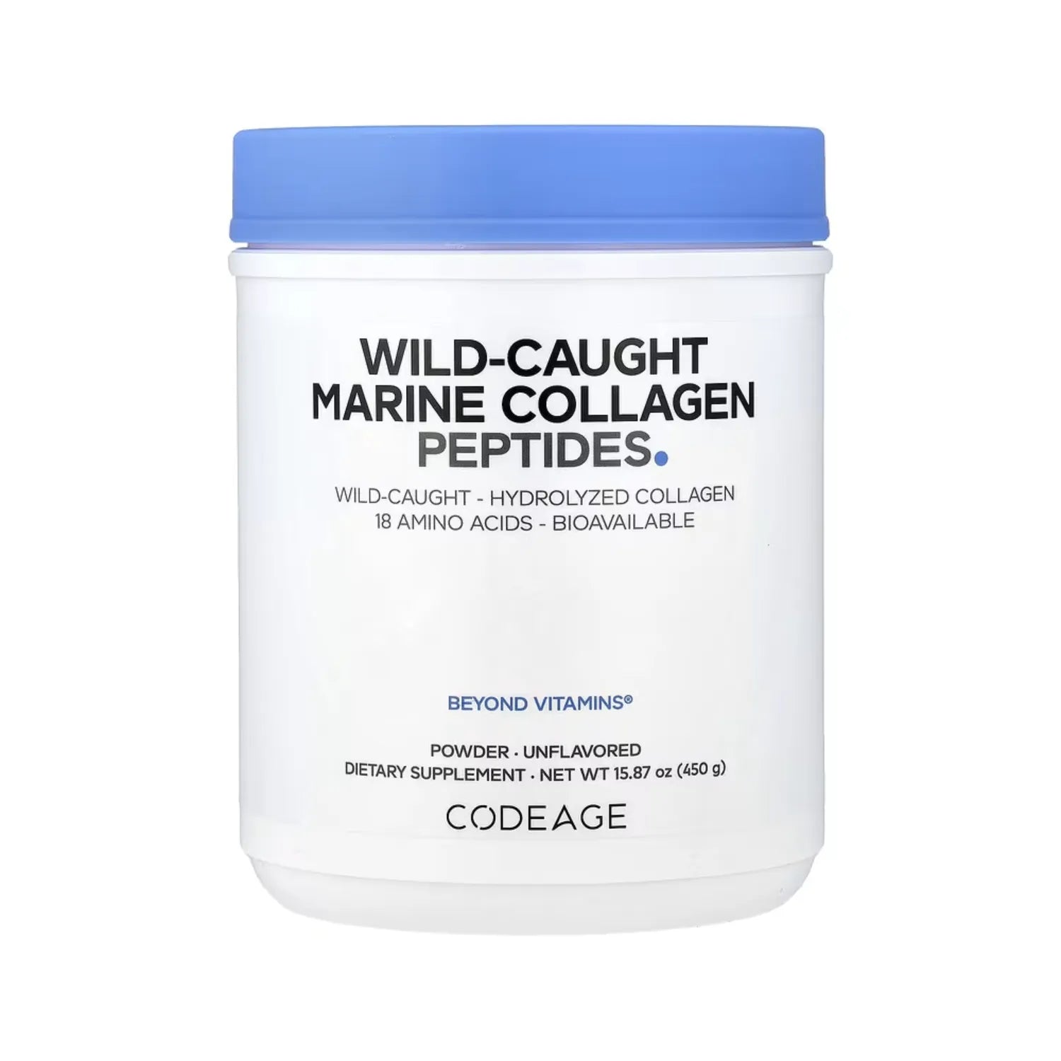 Codeage, Péptidos De Colágeno Marino En Polvo, Sin Sabor, 450 G (15.87 Oz)