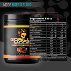 Gorilla Mode Pre Workout | Pre Entreno con Citrulina, Creatina y Cafeína | 40 Servicios | Sabor Tiger's Blood