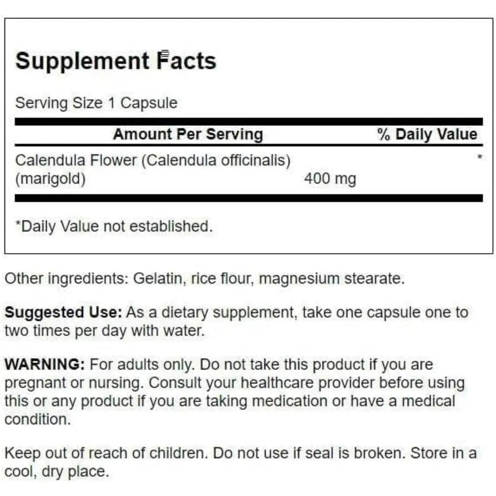 Swanson, Flor De Caléndula De Espectro Completo, Calma Y Protege El Sistema Digestivo, 60 Cápsulas De 400 Mg