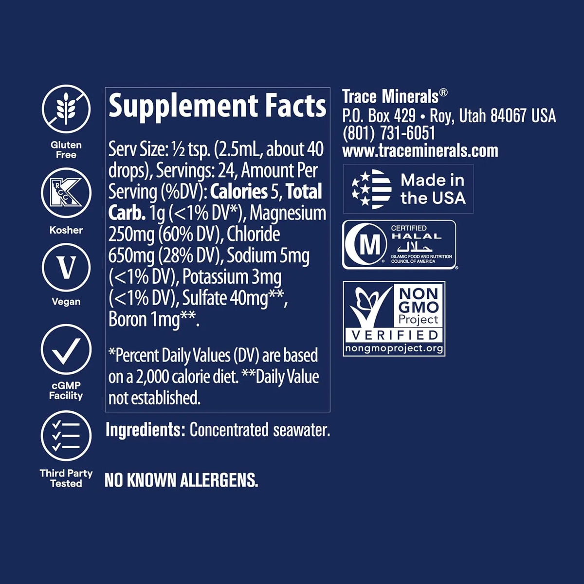 Trace Minerals Concentrace Trace Mineral Drops 59 ml - Equilibrio - Digestión - Energía - Huesos