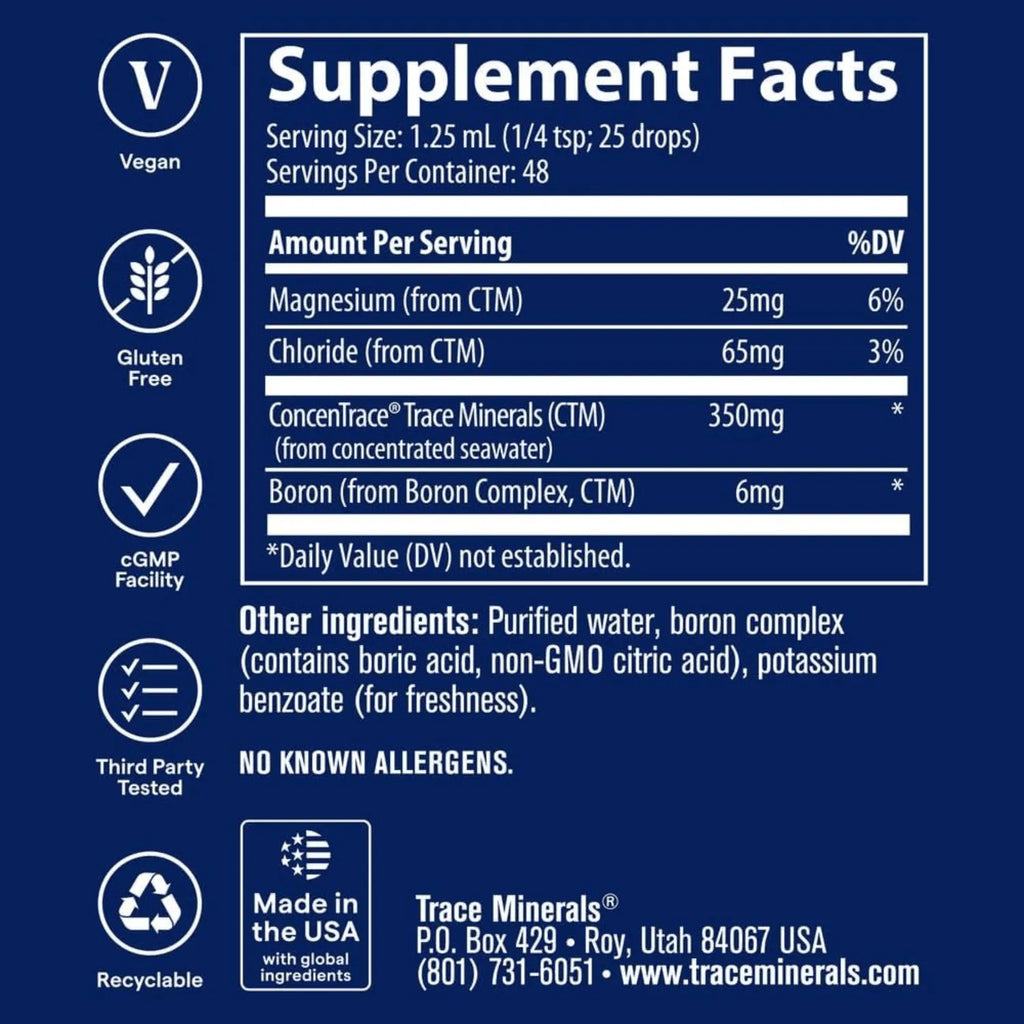 TRACE MINERALS LIQUIDO BORON -HUESOS- MUSCULOS 6Mg 59mL