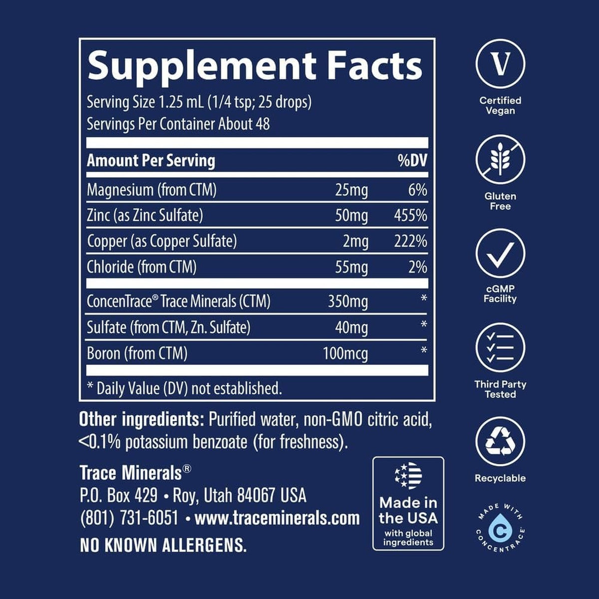 Trace Minerals Zinc Iónico Líquido Inmunidad 50 mg 59 ml