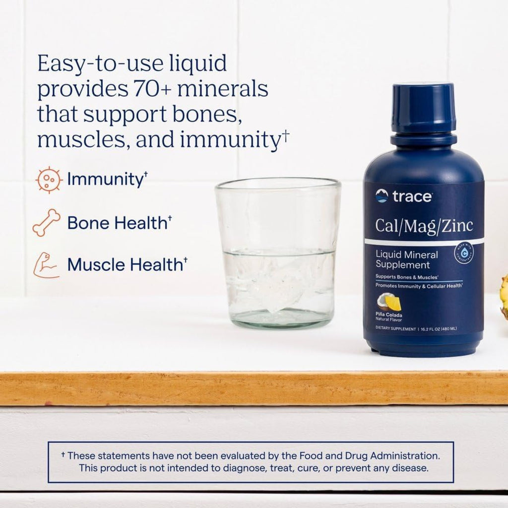 Trace Minerals Calcio Magnesio Zinc Líquido Sabor Piña Colada De 475 Ml – Minerales