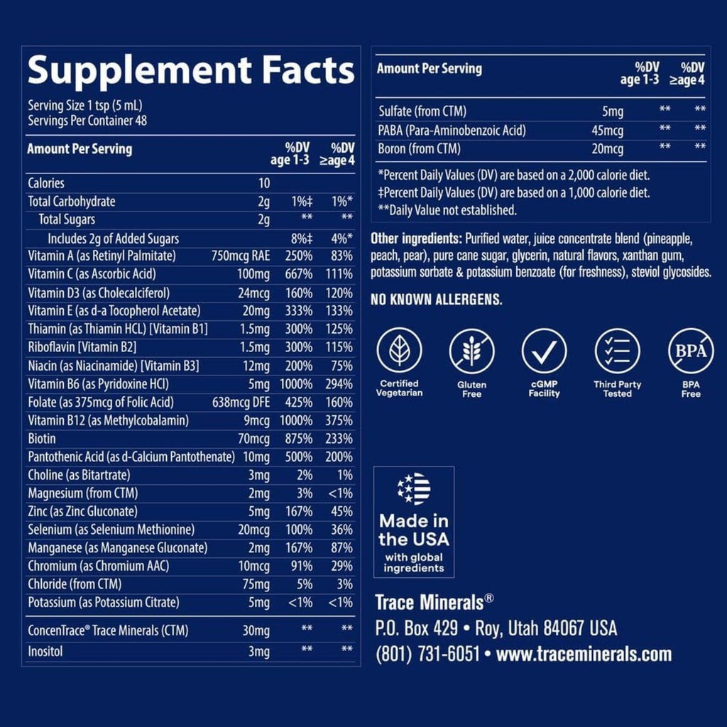 Trace Minerals Multivitamínico Infantil Sabor Tropical Punch 237 Ml Ponche Tropical – Vitaminas