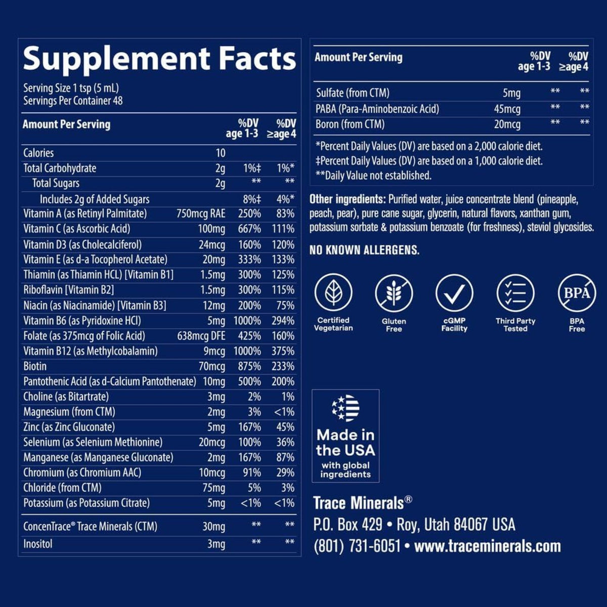 Trace Minerals Multivitamínico Infantil Sabor Tropical Punch 237 Ml Ponche Tropical – Vitaminas