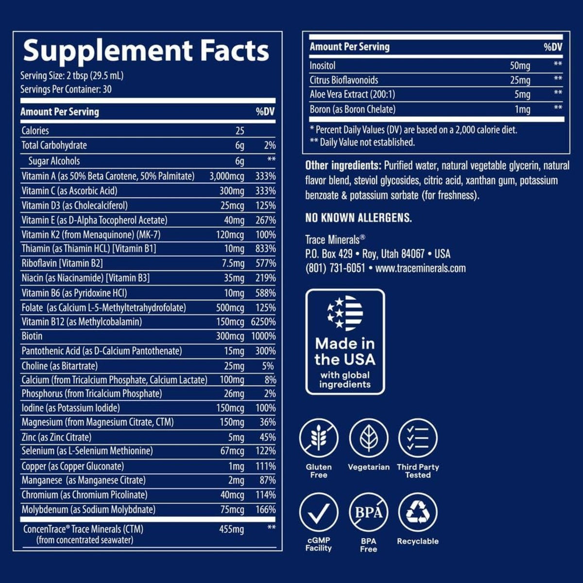 Trace Minerals Multivitamínico Mineral Líquido De 887 Ml – Vitaminas