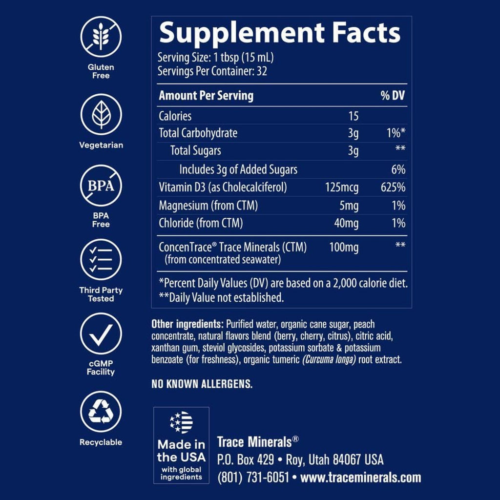 Trace Minerals Vitamina D3 Líquida 5000 UI Cereza Tropical 473 Ml