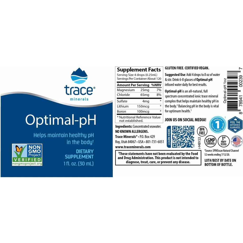 Trace Minerals Optimal-ph Cont. 30ml Sin Sabor