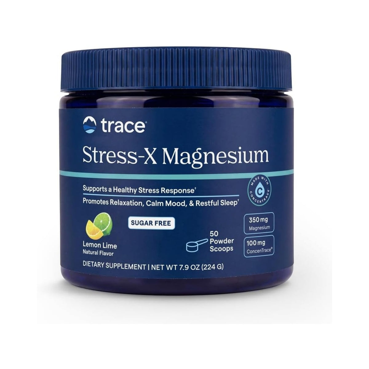 Trace Minerals Magnesio Polvo Stress-x 224 G Lima Limón 350mg/Porciones – Minerales