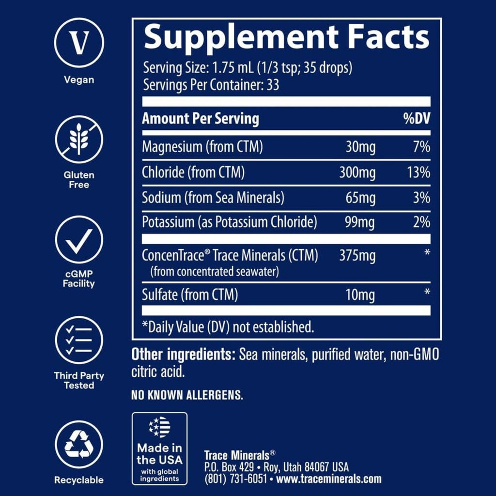 Trace Minerals Potasio Ionico Líquido Mineral Vegano Sin Sabor 59ml – Minerales