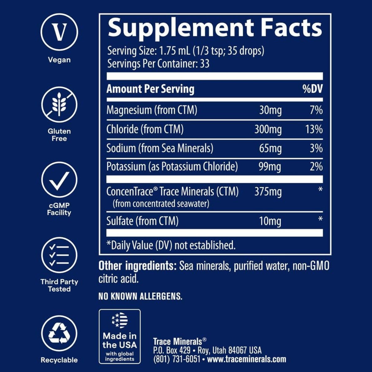 Trace Minerals Potasio Ionico Líquido Mineral Vegano Sin Sabor 59ml – Minerales