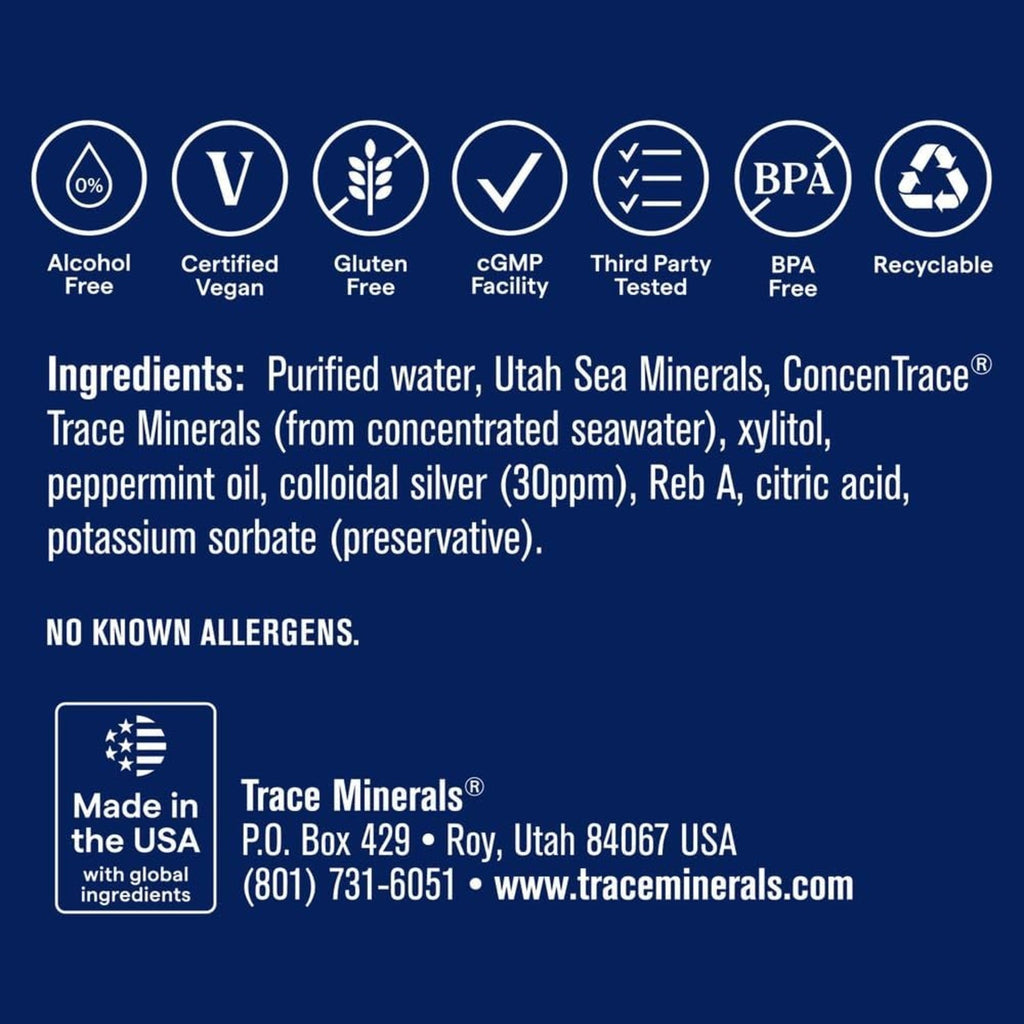 Trace Minerals Enjuague Bucal Mineral Concentrado 10 Onz Sabor Menta