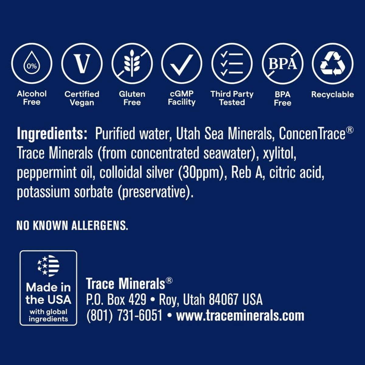 Trace Minerals Enjuague Bucal Mineral Concentrado 10 Onz Sabor Menta
