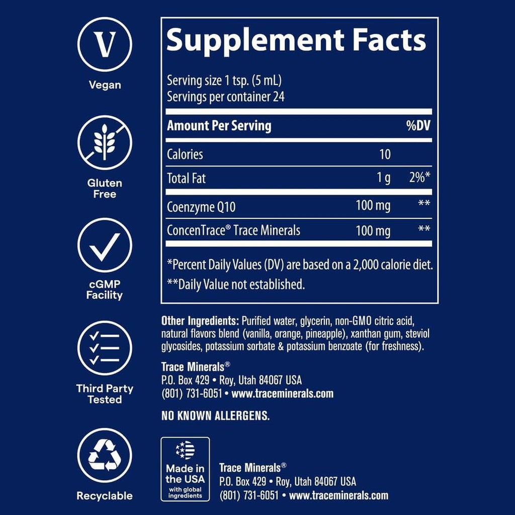 Trace Minerals CoQ10 Líquido Antioxidante 100 mg 118 ml