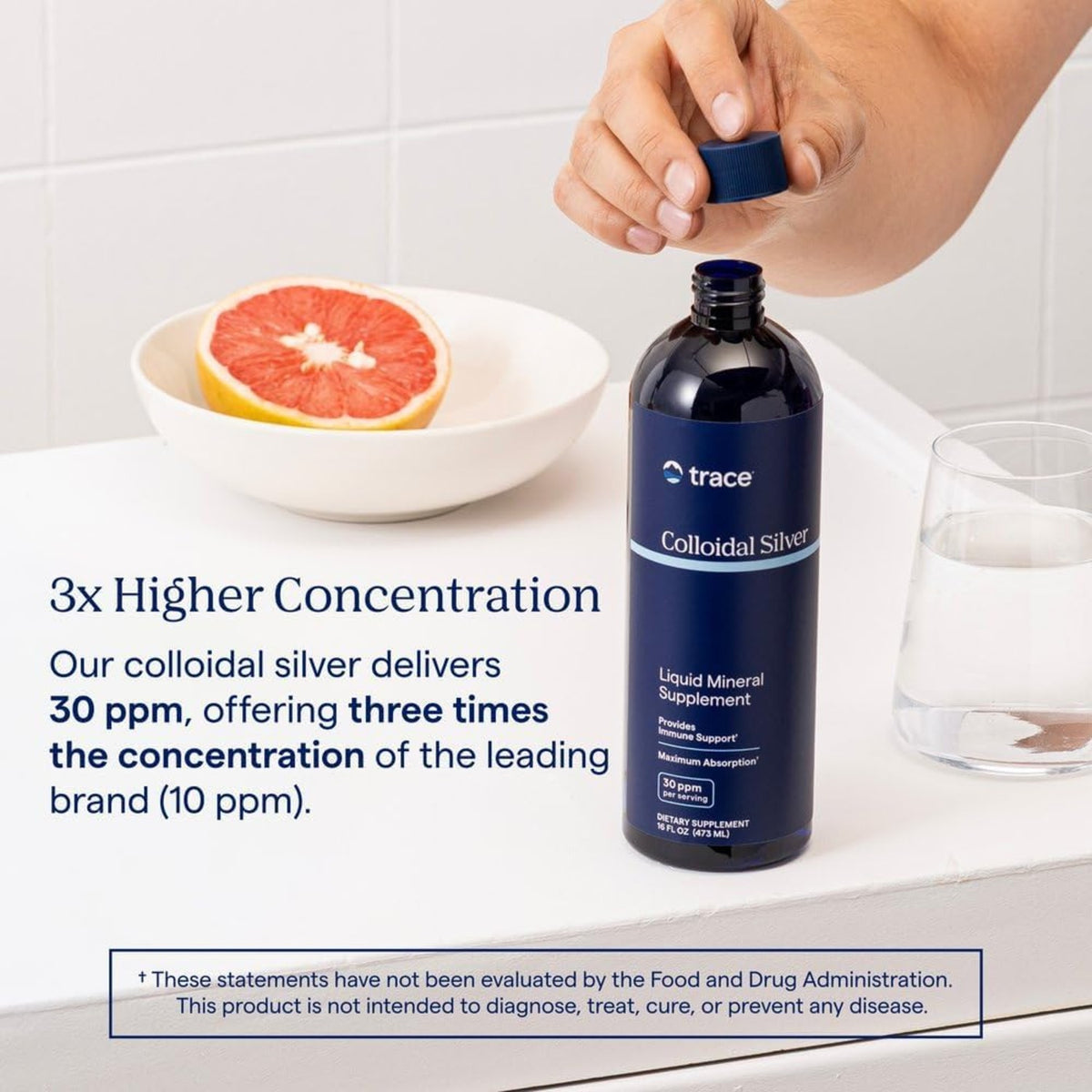 Trace Minerals Plata Coloidal 473ml, 30 Ppm/ Porciones Sin Sabor