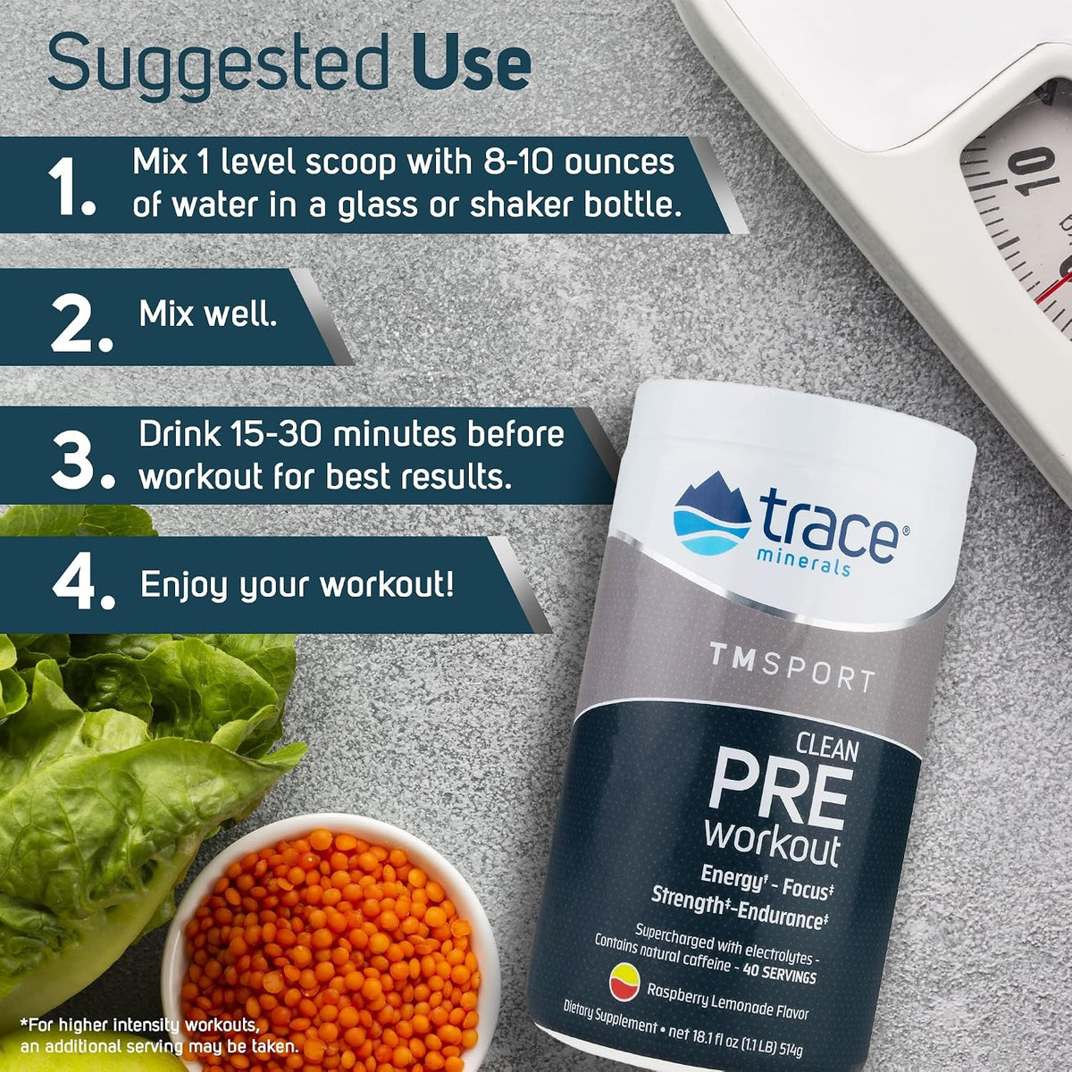 Trace Minerals Preentrenamiento Clear Tmsport 514 G Limonada De Frambuesa – Rendimiento Deportivo