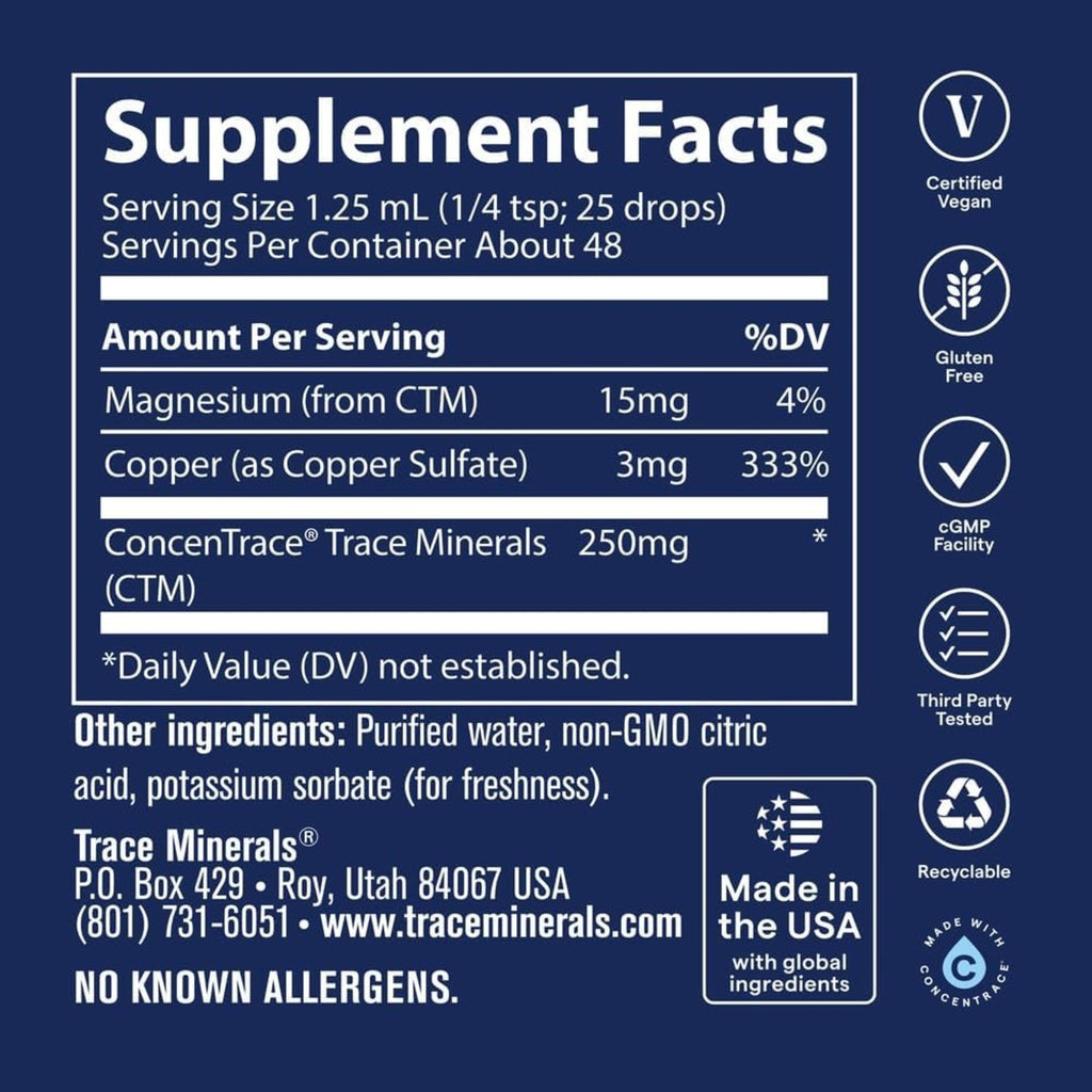 Trace Minerals Cobre Iónico 3 Mg Sin Sabor – Minerales