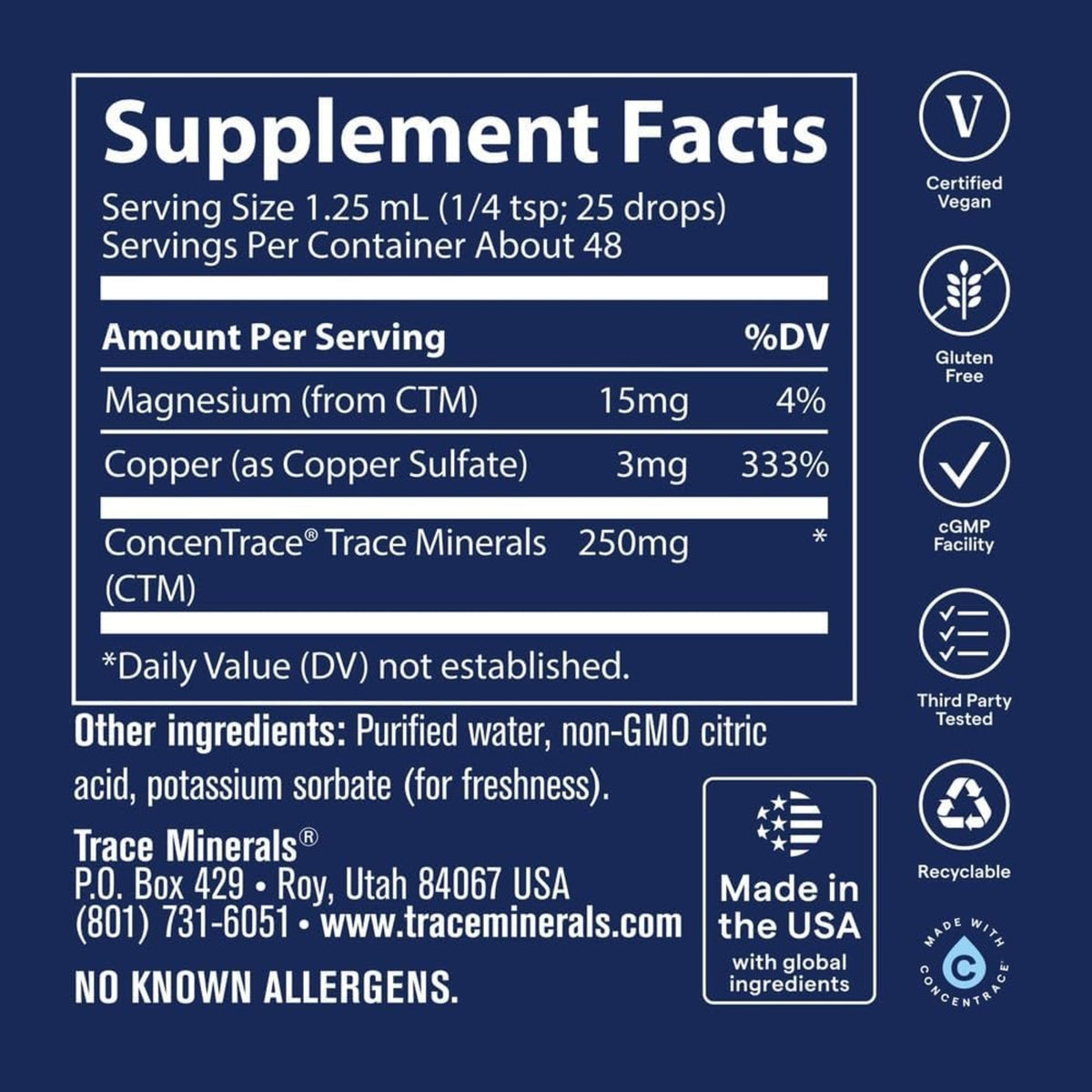 Trace Minerals Cobre Iónico 3 Mg Sin Sabor – Minerales