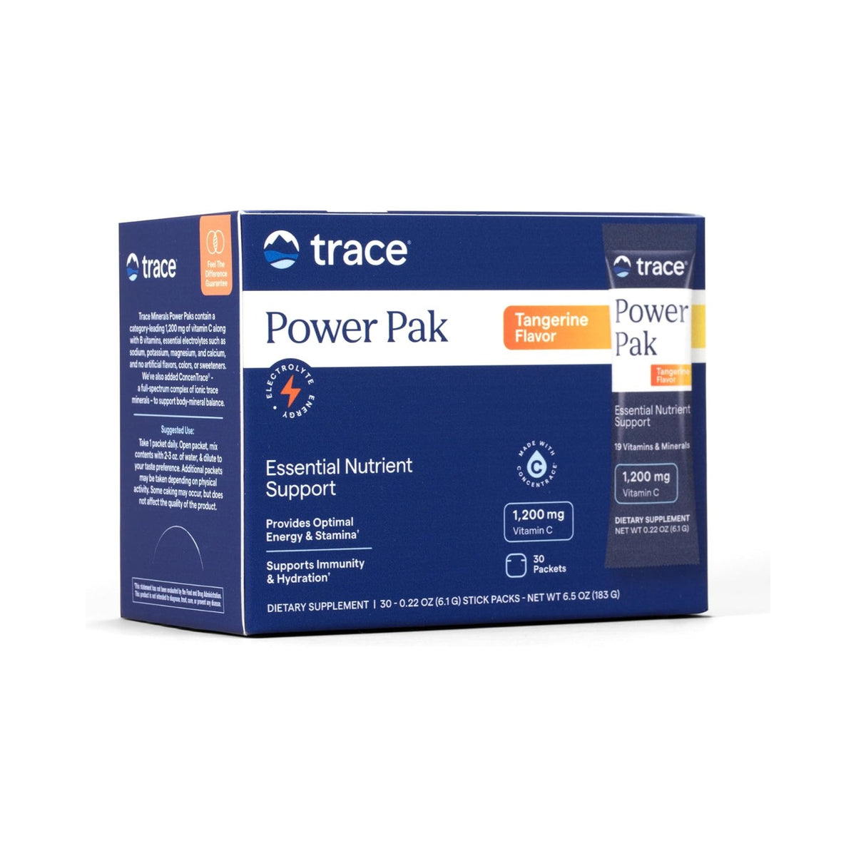 Trace Minerals Electrolitos Vitamina C Mandarina Polvo Efervescente 30u – Hidratación