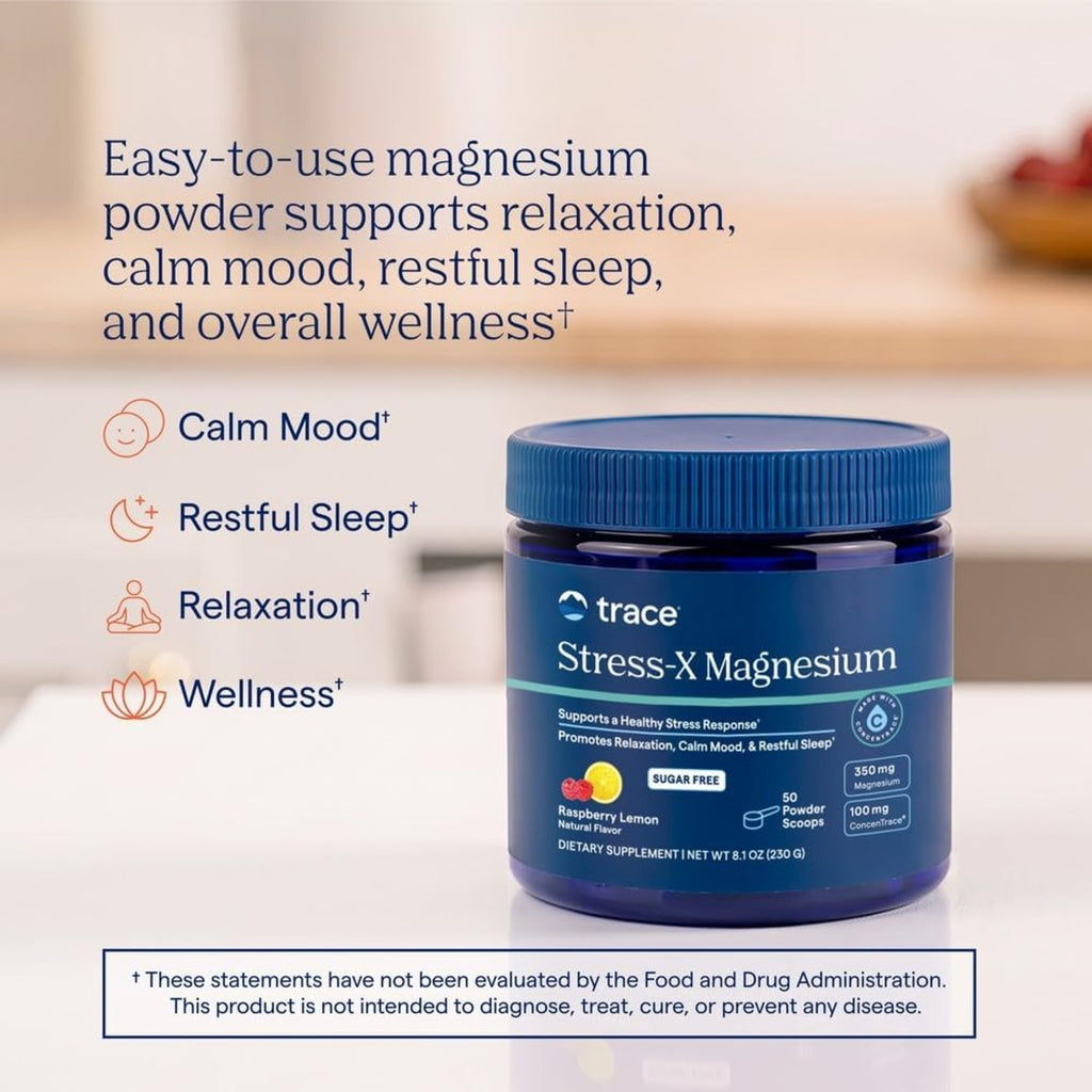 Trace Minerals Magnesio En Polvo Stress-x 230 G Sabor Frambuesa Limón – Minerales