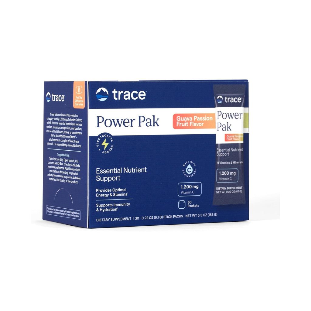 Trace Minerals Power Pak Electrolitos Stamina Inmunidad Sabor Maracuyá Sin OMG 30 Sobres